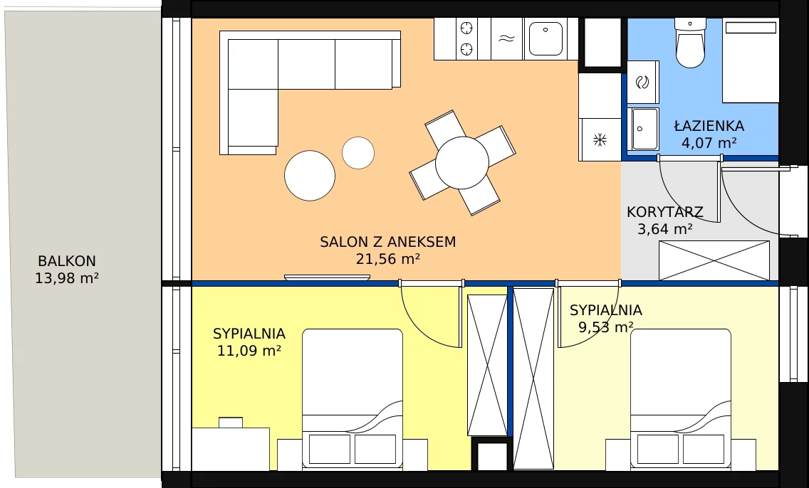 Zalety apartamentu 49.89 m², A/2/18