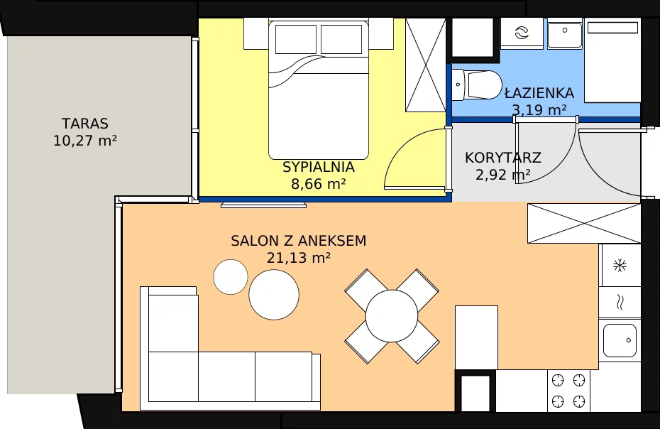 Zalety apartamentu 35.9 m², B/1/9