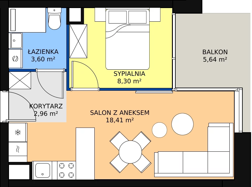 Zalety apartamentu 33.27 m², C.1.9