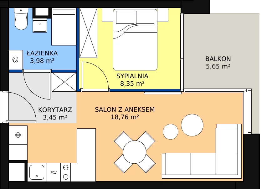 Zalety mieszkania 34.54 m², C.2.19