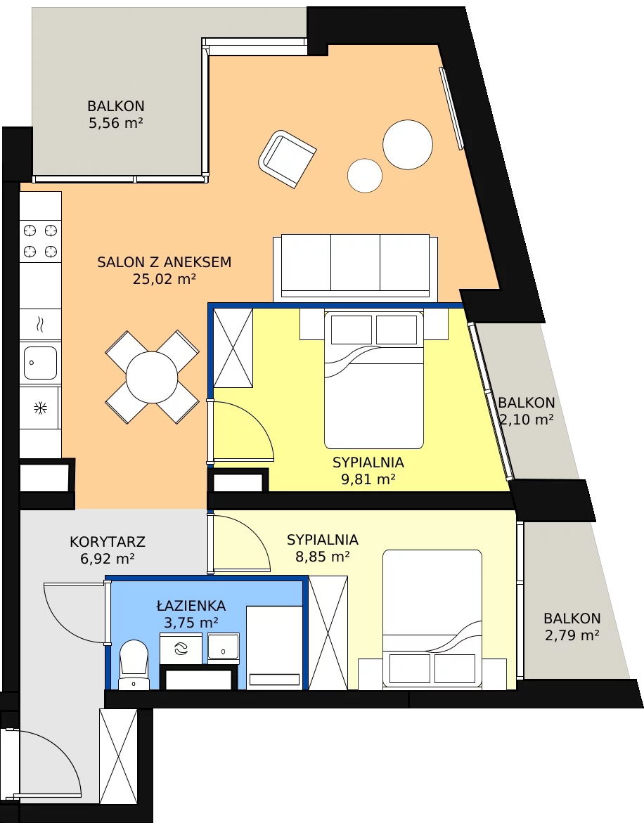 Zalety apartamentu 54.35 m², C/2/20