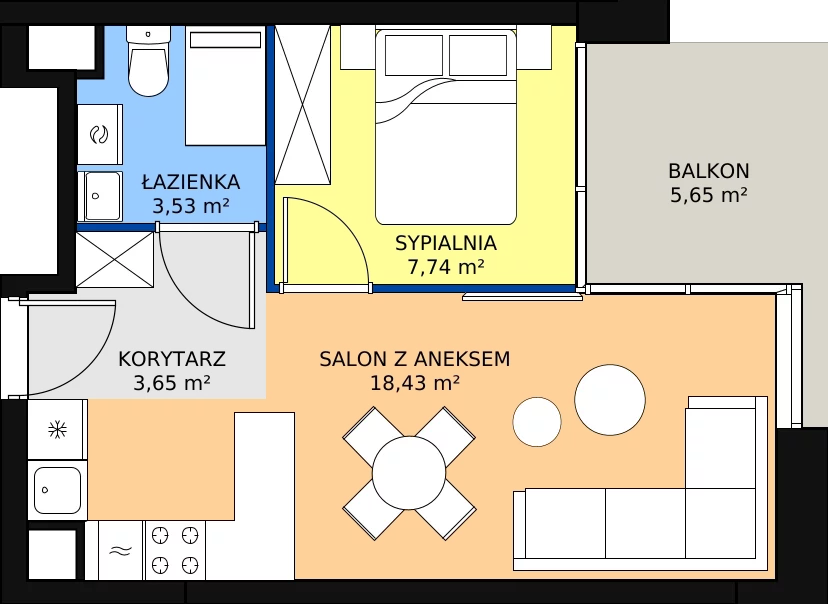 Zalety apartamentu 33.35 m², C.3.25