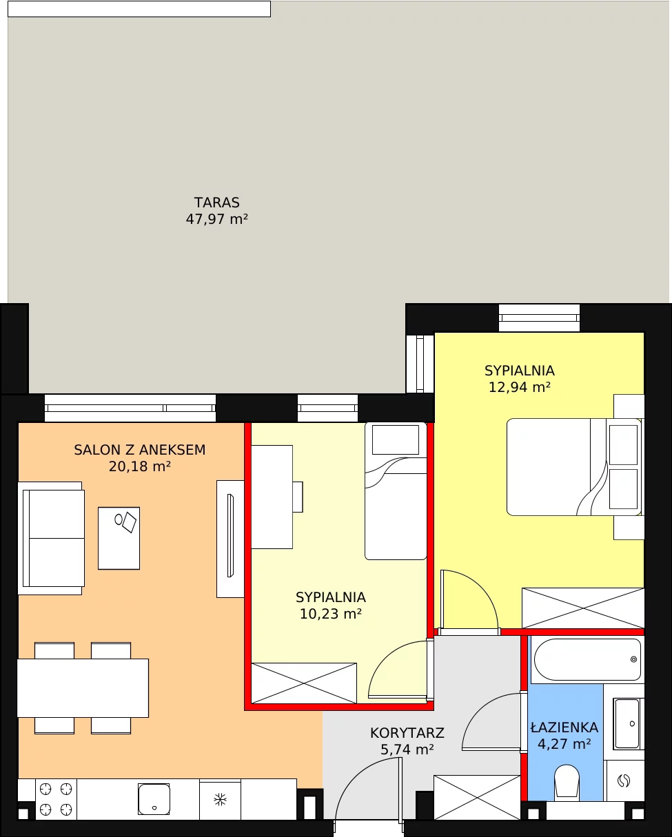 Apartament 53,36 m², parter, oferta nr G4, Piano Park bud. G, Suwałki, Czarnoziem, ul. Witolda "Rotmistrza" Pileckiego