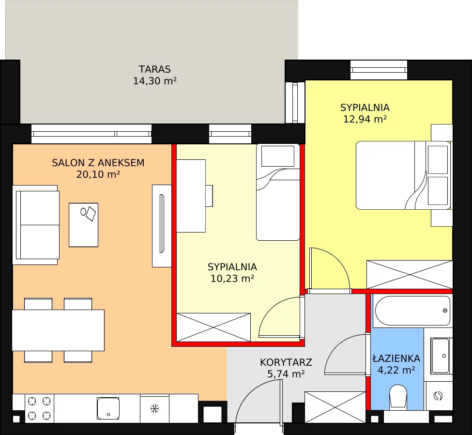 Apartament 53,23 m², piętro 1, oferta nr G9, Piano Park bud. G, Suwałki, Czarnoziem, ul. Witolda "Rotmistrza" Pileckiego