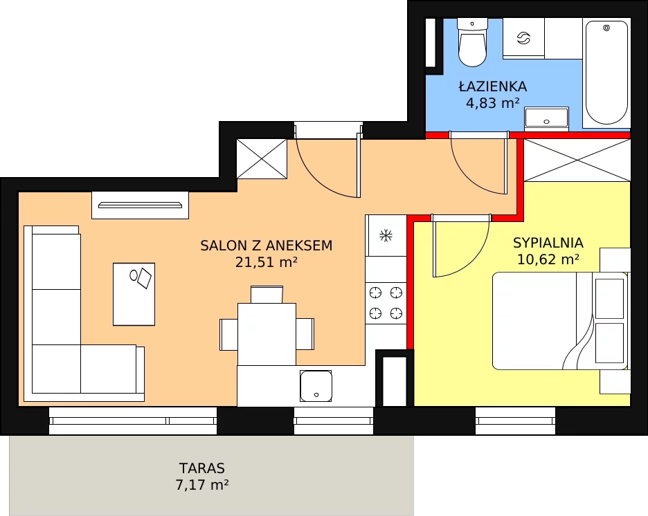 Apartament 36,96 m², piętro 2, oferta nr G15, Piano Park bud. G, Suwałki, Czarnoziem, ul. Witolda "Rotmistrza" Pileckiego