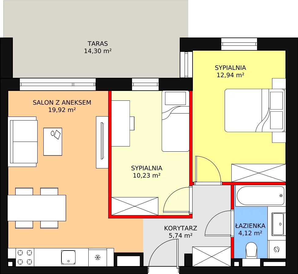 Apartament 52,95 m², piętro 3, oferta nr G19, Piano Park bud. G, Suwałki, Czarnoziem, ul. Witolda "Rotmistrza" Pileckiego