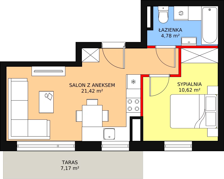 Apartament 36,82 m², piętro 3, oferta nr G20, Piano Park bud. G, Suwałki, Czarnoziem, ul. Witolda "Rotmistrza" Pileckiego