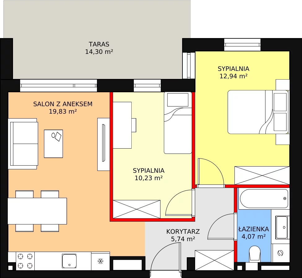 Apartament 52,81 m², piętro 4, oferta nr G24, Piano Park bud. G, Suwałki, Czarnoziem, ul. Witolda "Rotmistrza" Pileckiego