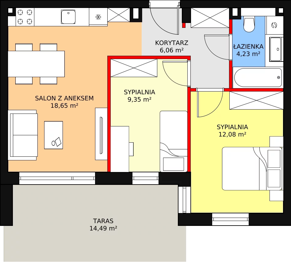 Apartament 50,37 m², parter, oferta nr G26, Piano Park bud. G, Suwałki, Czarnoziem, ul. Witolda "Rotmistrza" Pileckiego