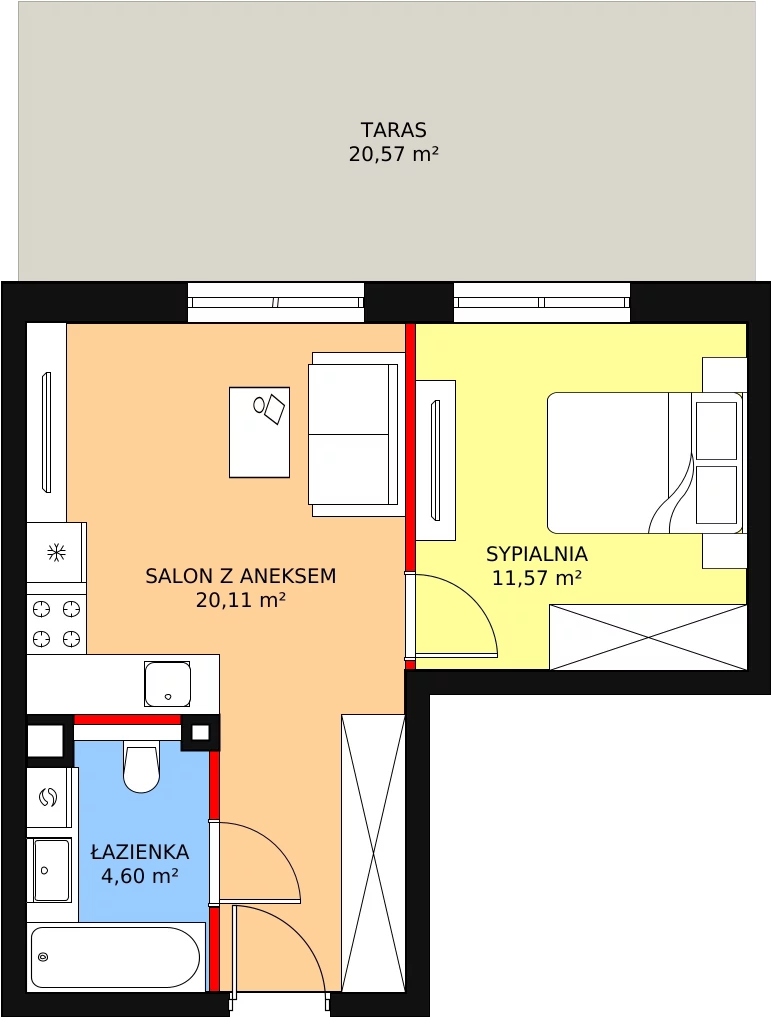 Apartament 36,28 m², parter, oferta nr G30, Piano Park bud. G, Suwałki, Czarnoziem, ul. Witolda "Rotmistrza" Pileckiego