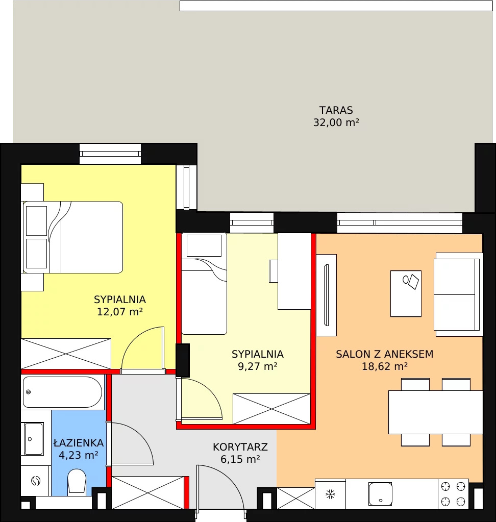 Apartament 50,34 m², parter, oferta nr G31, Piano Park bud. G, Suwałki, Czarnoziem, ul. Witolda "Rotmistrza" Pileckiego