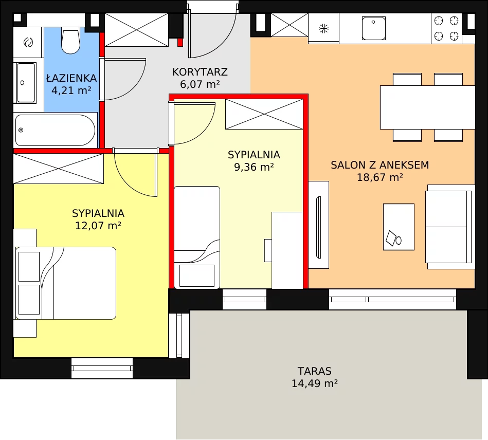 Apartament 50,38 m², parter, oferta nr G34, Piano Park bud. G, Suwałki, Czarnoziem, ul. Witolda "Rotmistrza" Pileckiego