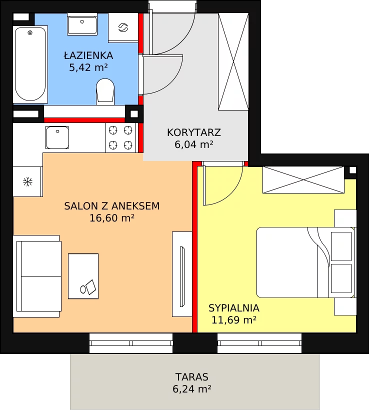 Apartament 39,75 m², piętro 1, oferta nr G35, Piano Park bud. G, Suwałki, Czarnoziem, ul. Witolda "Rotmistrza" Pileckiego