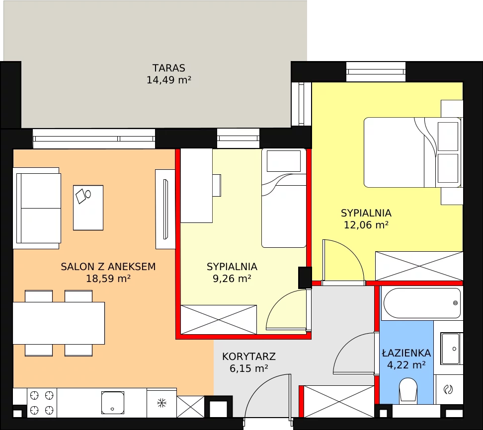 Apartament 50,28 m², piętro 1, oferta nr G39, Piano Park bud. G, Suwałki, Czarnoziem, ul. Witolda "Rotmistrza" Pileckiego