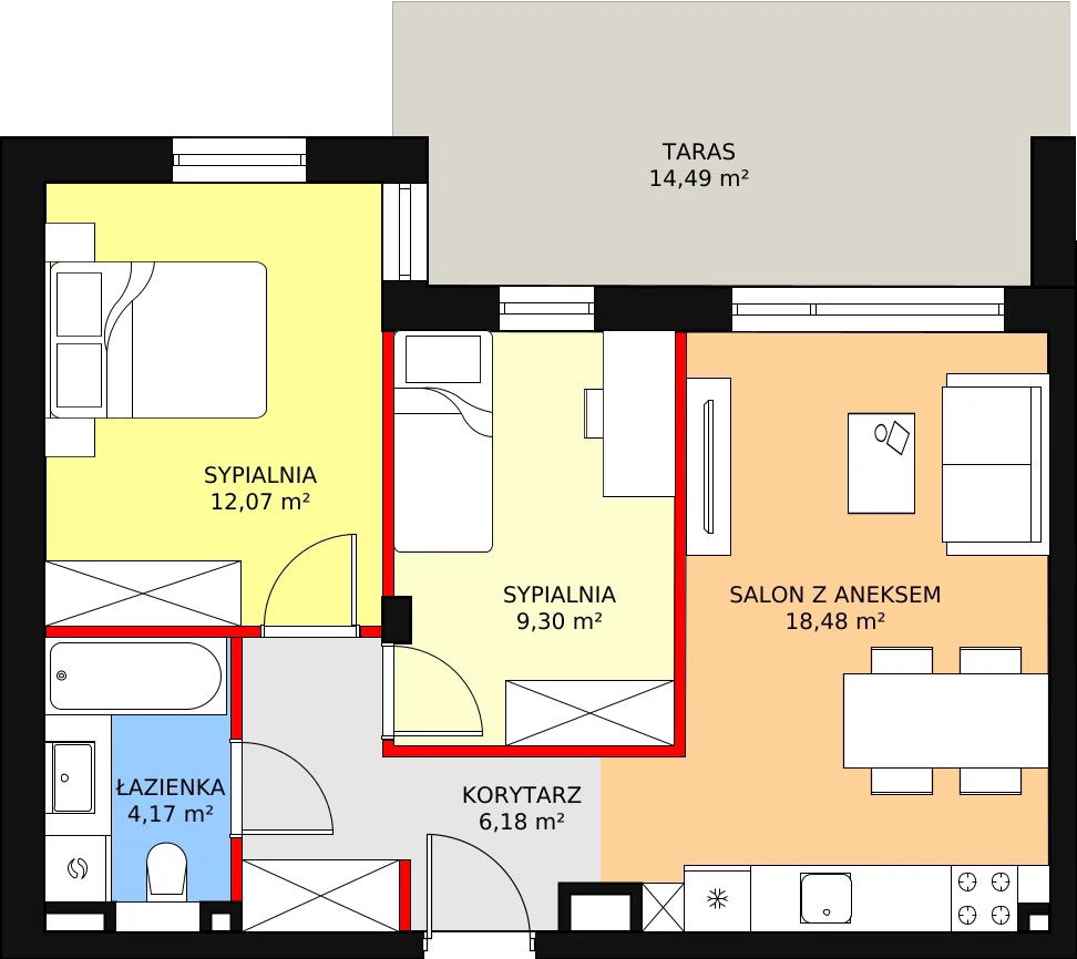 Apartament 50,20 m², piętro 2, oferta nr G51, Piano Park bud. G, Suwałki, Czarnoziem, ul. Witolda "Rotmistrza" Pileckiego