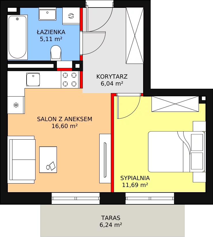 Apartament 39,44 m², piętro 3, oferta nr G55, Piano Park bud. G, Suwałki, Czarnoziem, ul. Witolda "Rotmistrza" Pileckiego