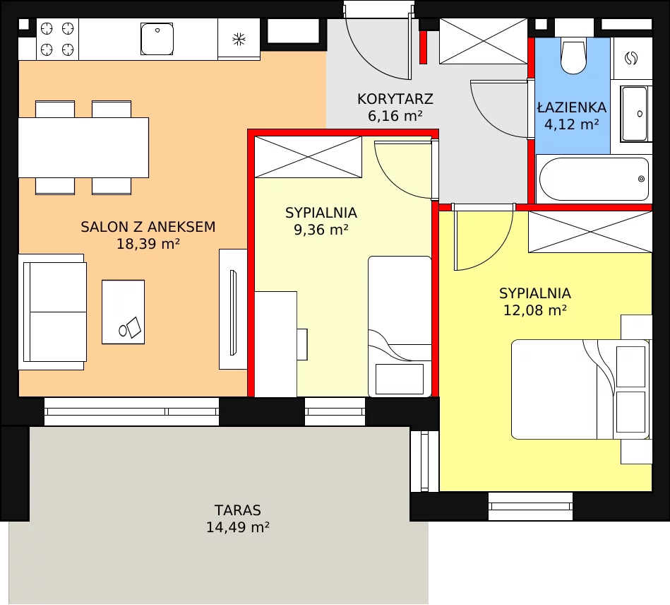 Apartament 50,11 m², piętro 3, oferta nr G56, Piano Park bud. G, Suwałki, Czarnoziem, ul. Witolda "Rotmistrza" Pileckiego