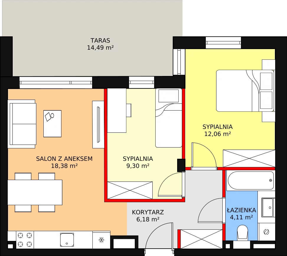 Apartament 50,03 m², piętro 3, oferta nr G59, Piano Park bud. G, Suwałki, Czarnoziem, ul. Witolda "Rotmistrza" Pileckiego