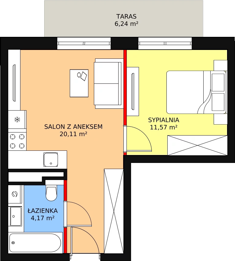 Apartament 35,85 m², piętro 3, oferta nr G60, Piano Park bud. G, Suwałki, Czarnoziem, ul. Witolda "Rotmistrza" Pileckiego