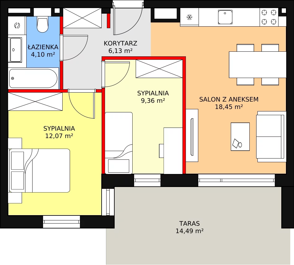 Apartament 50,11 m², piętro 3, oferta nr G64, Piano Park bud. G, Suwałki, Czarnoziem, ul. Witolda "Rotmistrza" Pileckiego