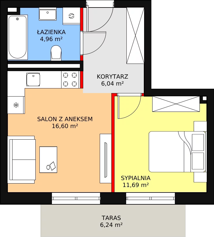 Apartament 39,29 m², piętro 4, oferta nr G65, Piano Park bud. G, Suwałki, Czarnoziem, ul. Witolda "Rotmistrza" Pileckiego