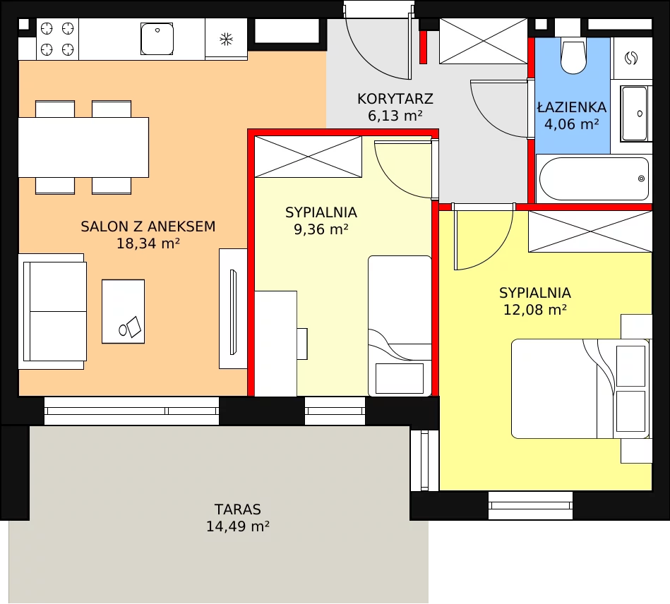 Apartament 49,97 m², piętro 4, oferta nr G66, Piano Park bud. G, Suwałki, Czarnoziem, ul. Witolda "Rotmistrza" Pileckiego