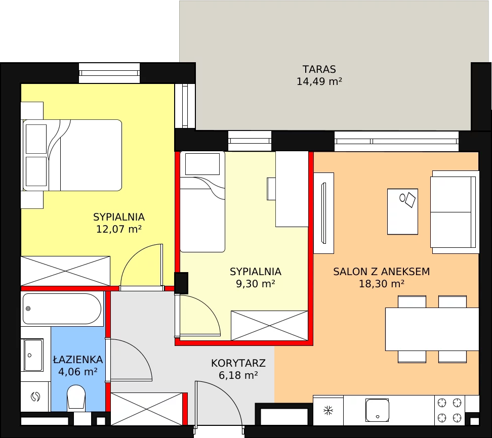 Apartament 49,91 m², piętro 4, oferta nr G71, Piano Park bud. G, Suwałki, Czarnoziem, ul. Witolda "Rotmistrza" Pileckiego