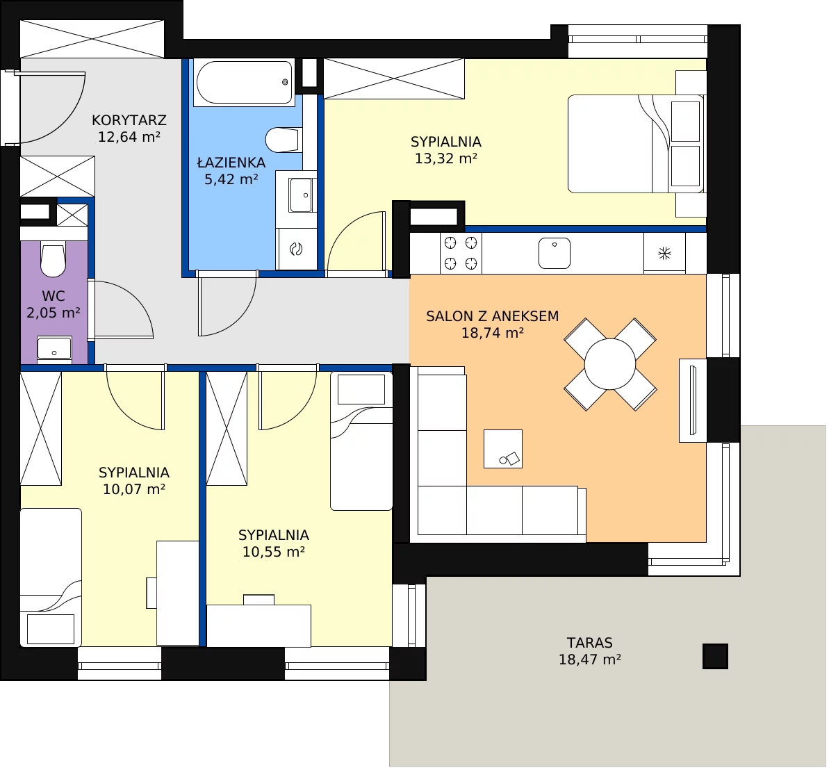 Zalety apartamentu 72.79 m², B/12