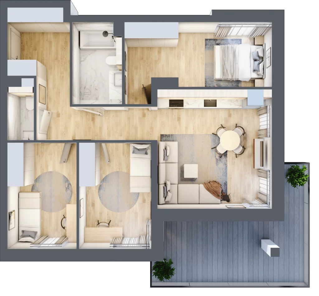 4 pokoje, apartament 72,79 m², piętro 1, oferta nr B/12, Villa Park B - Apartamenty Augustów, Augustów, ul. Wypoczynkowa