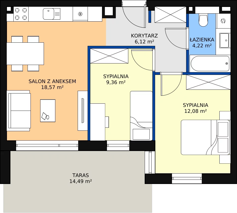 Zalety apartamentu 50.35 m², G36