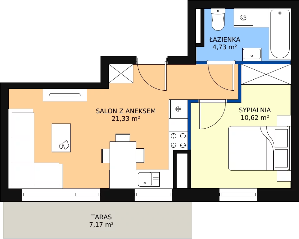 Zalety apartamentu 36.68 m², G25