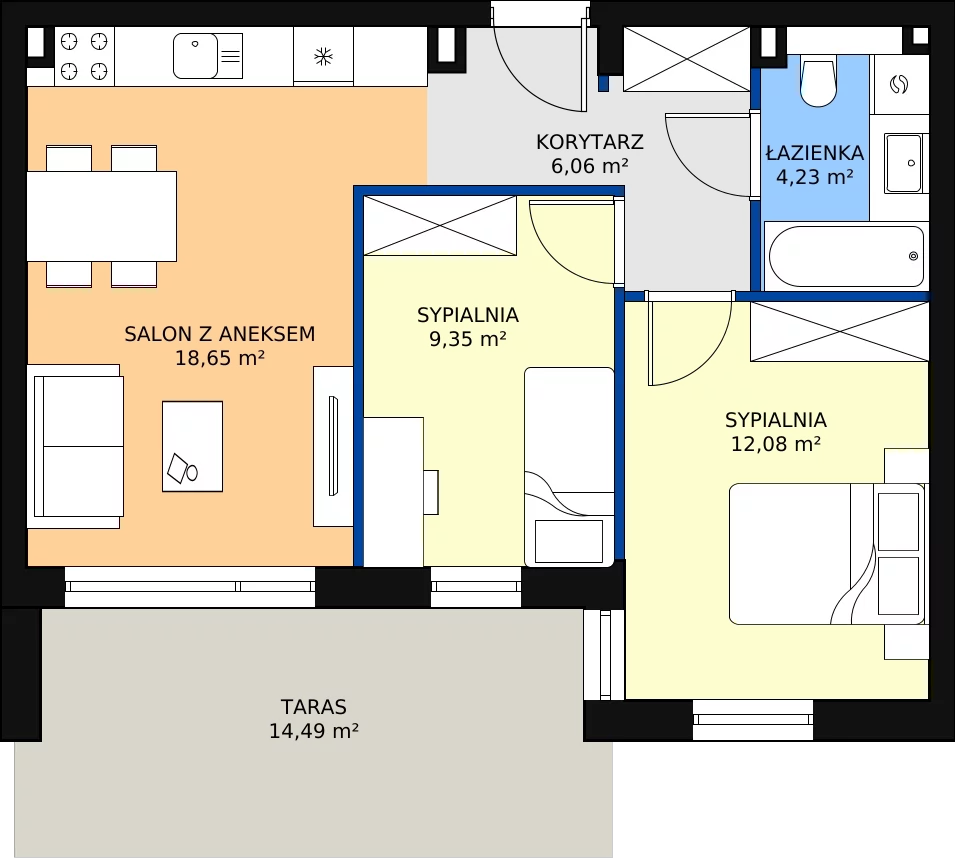 Zalety apartamentu 50.37 m², G26