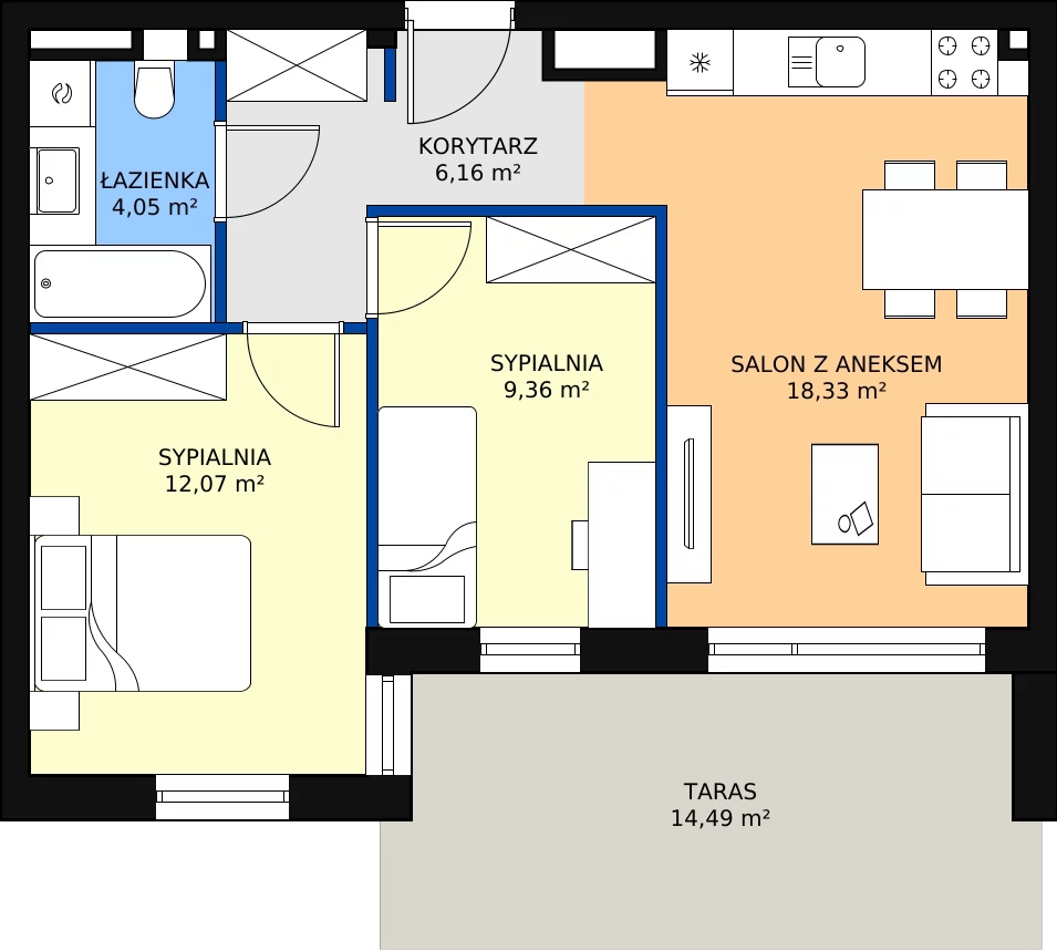 Zalety apartamentu 49.97 m², G74