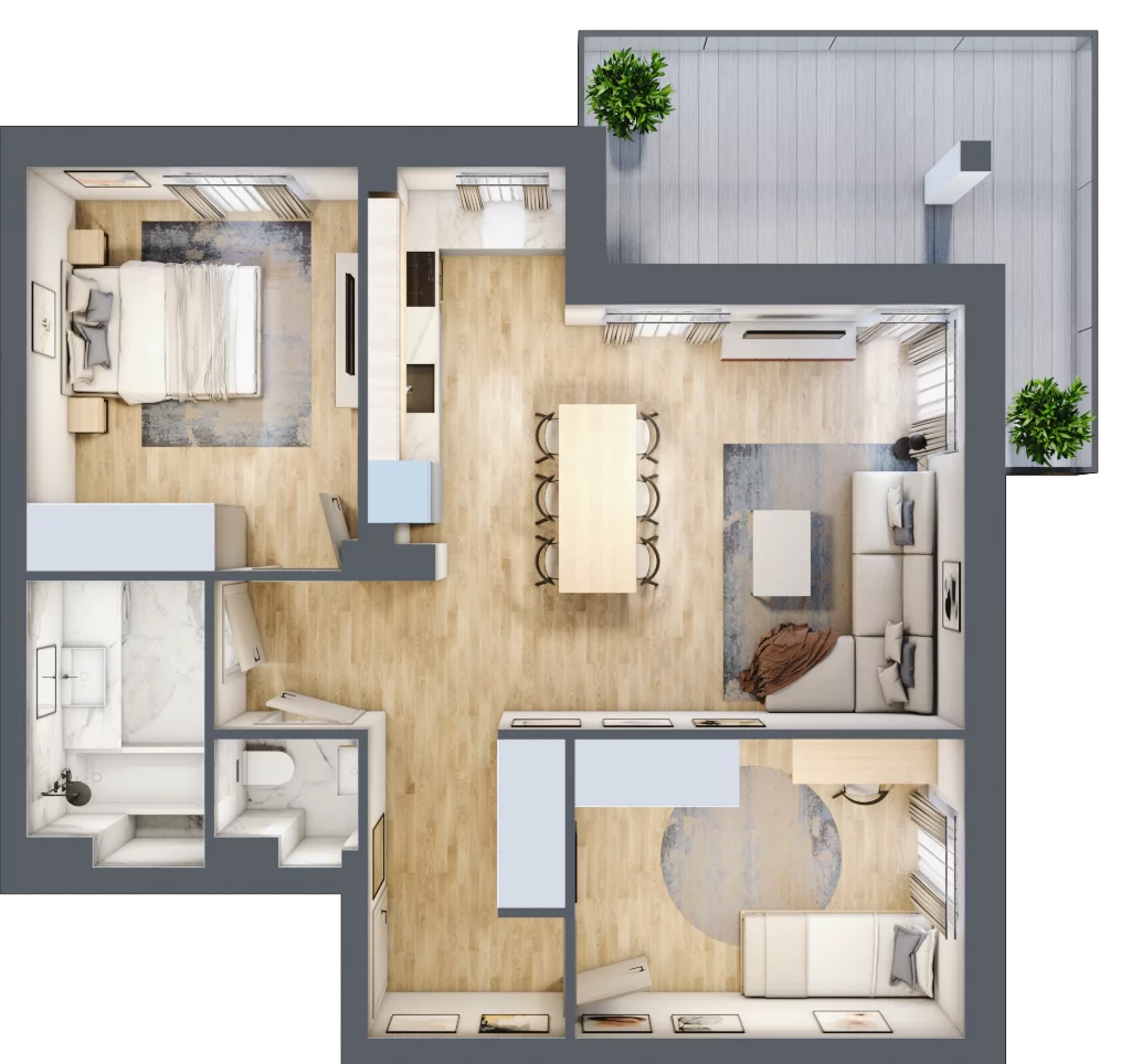 3 pokoje, apartament 62,14 m², piętro 1, oferta nr G42, Piano Park bud. G, Suwałki, Czarnoziem, ul. Witolda "Rotmistrza" Pileckiego