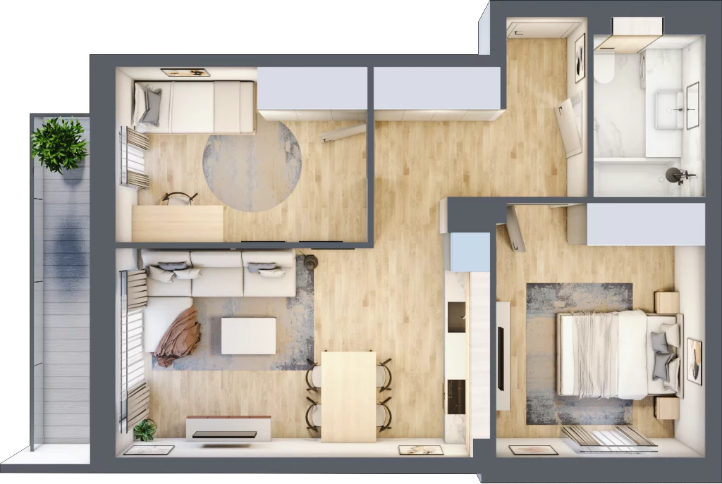 3 pokoje, apartament 53,61 m², piętro 2, oferta nr G47, Piano Park bud. G, Suwałki, Czarnoziem, ul. Witolda "Rotmistrza" Pileckiego