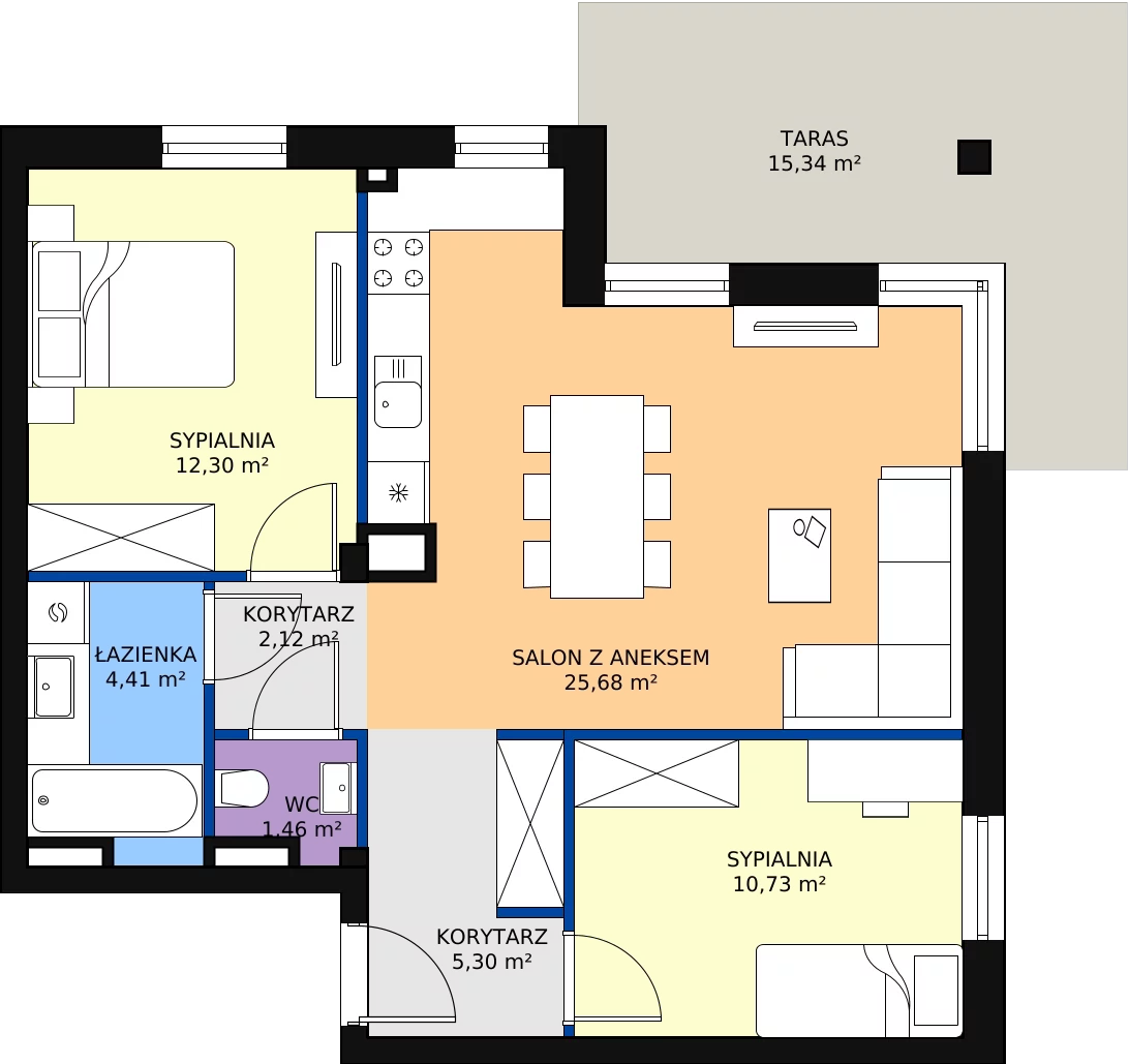 Zalety apartamentu 62 m², G52