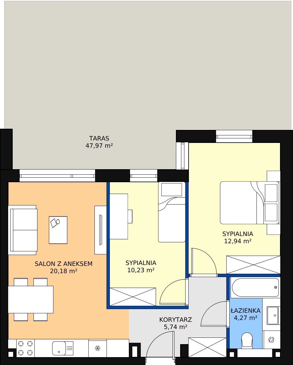 Zalety apartamentu 53.36 m², G4