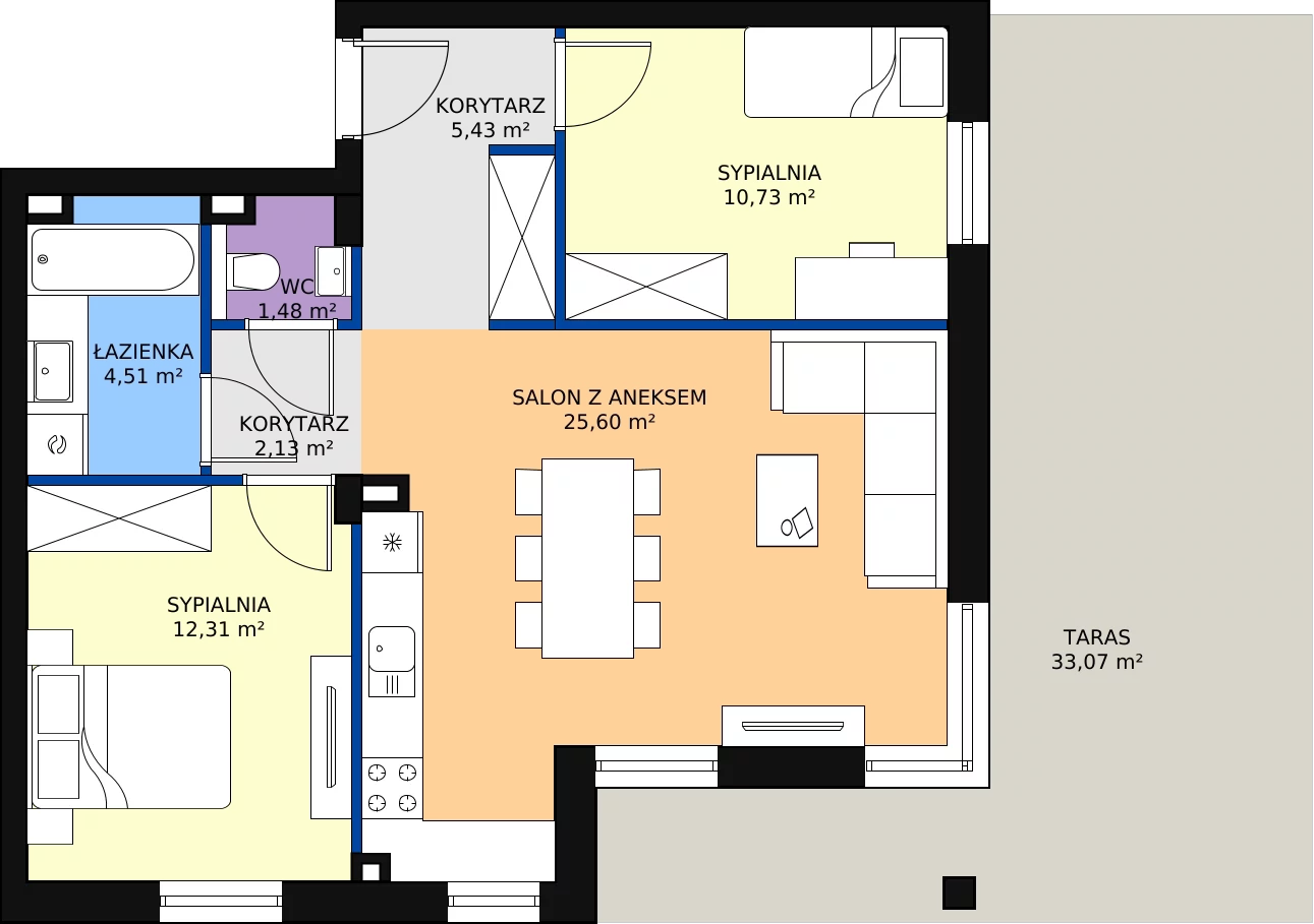 Zalety apartamentu 62.19 m², G33
