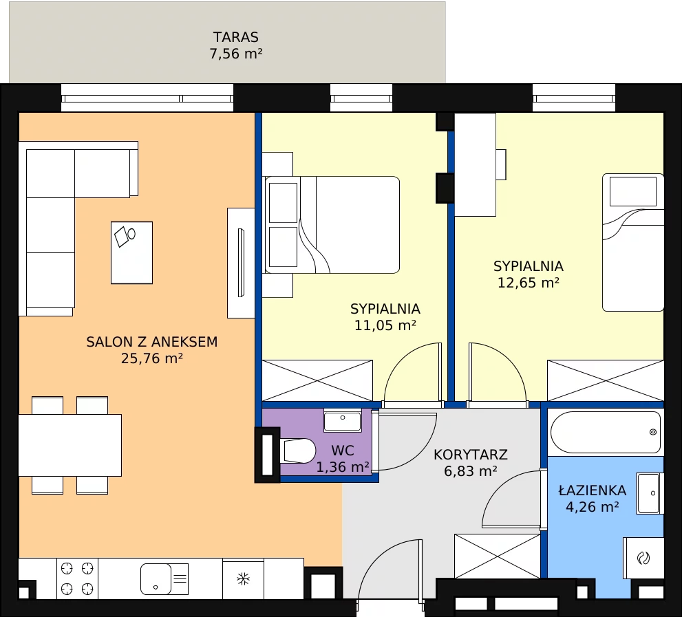 Zalety apartamentu 61.91 m², G8