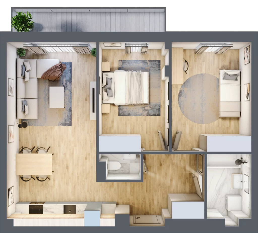 3 pokoje, apartament 61,91 m², piętro 1, oferta nr G8, Piano Park bud. G, Suwałki, Czarnoziem, ul. Witolda "Rotmistrza" Pileckiego