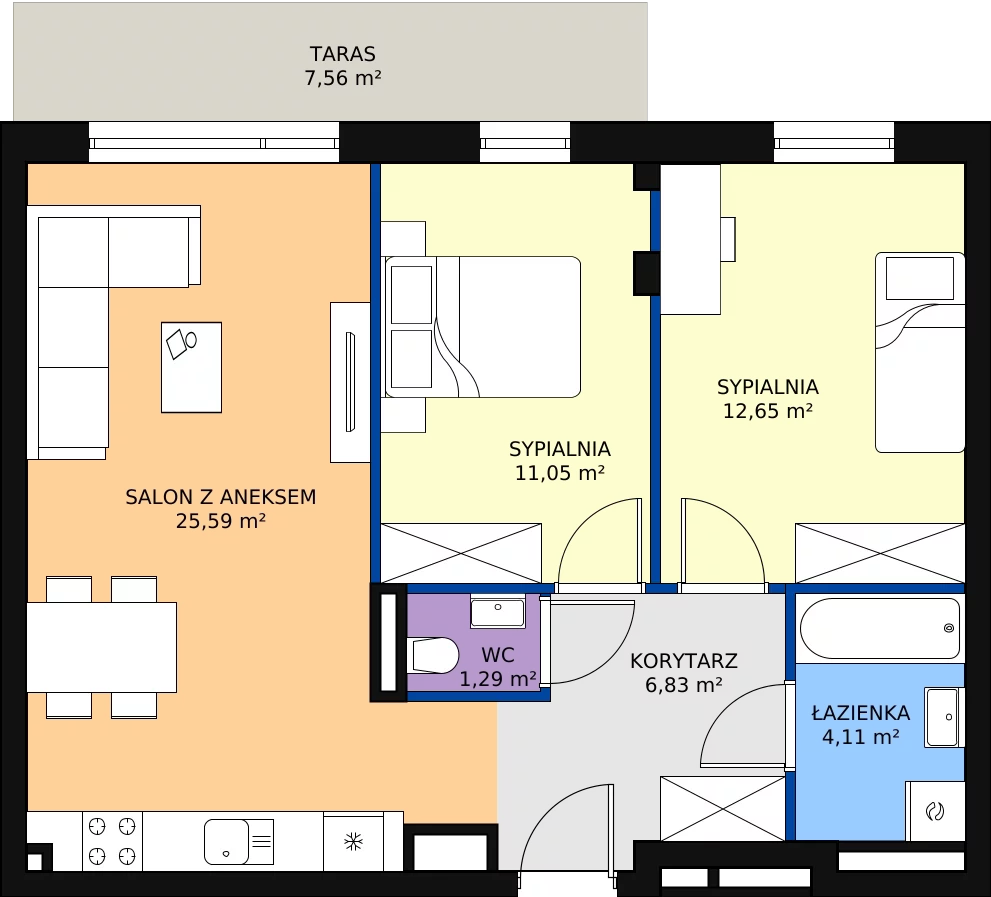 Zalety apartamentu 61.52 m², G18