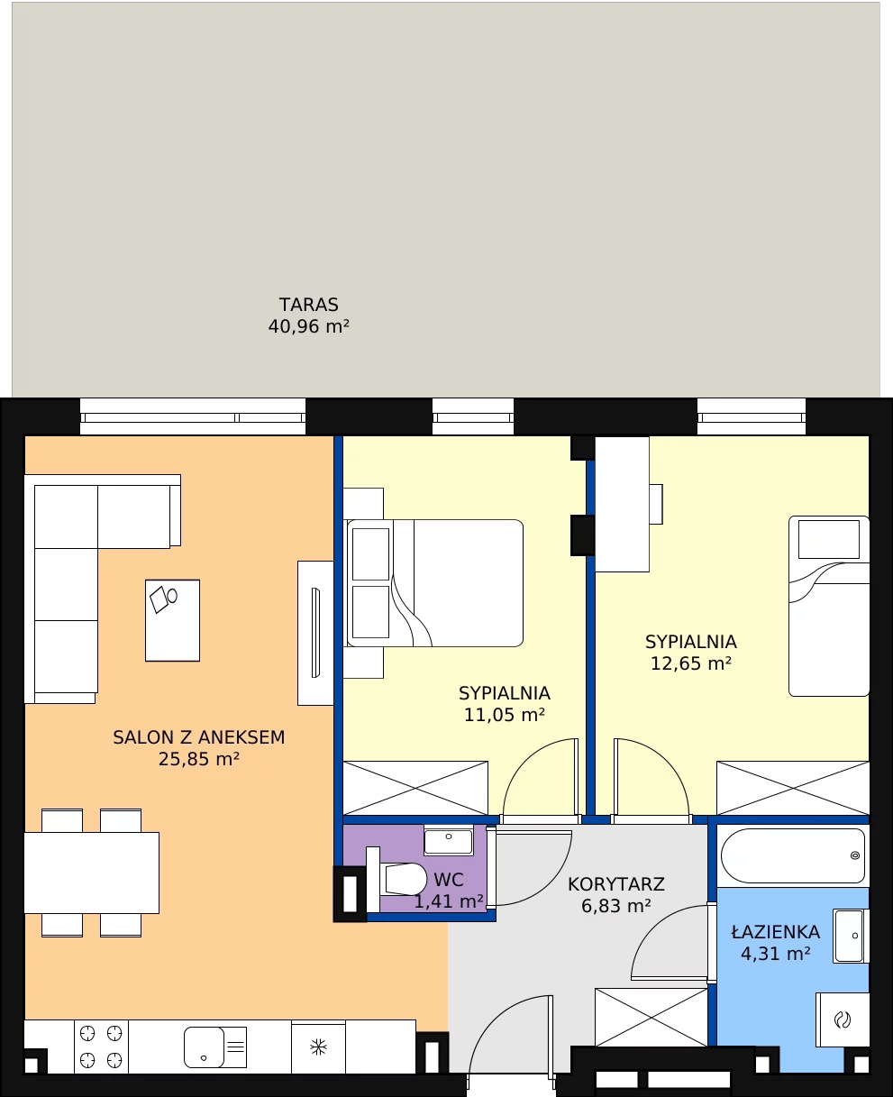 Zalety apartamentu 62.1 m², G3