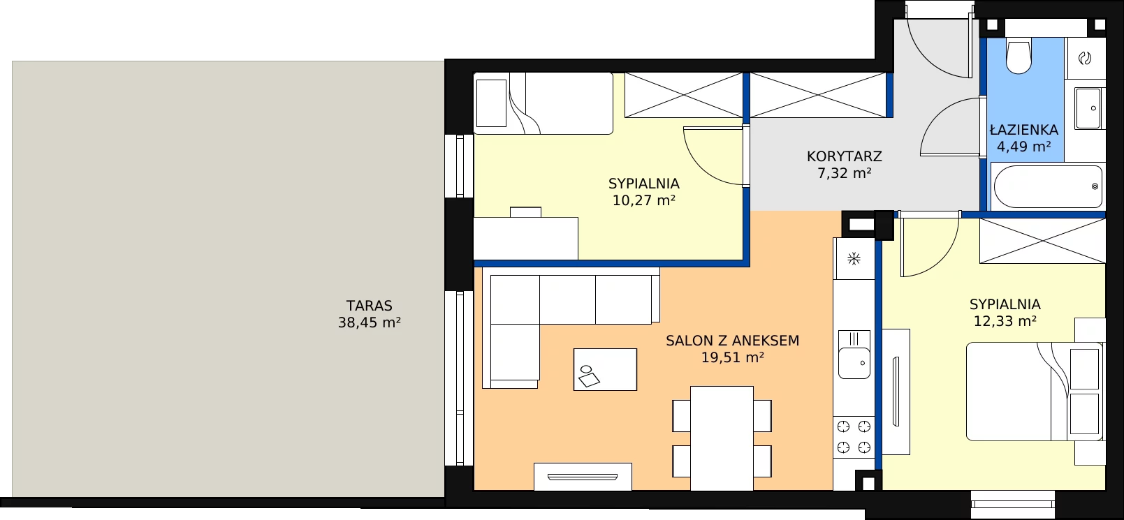 Zalety apartamentu 53.92 m², G27