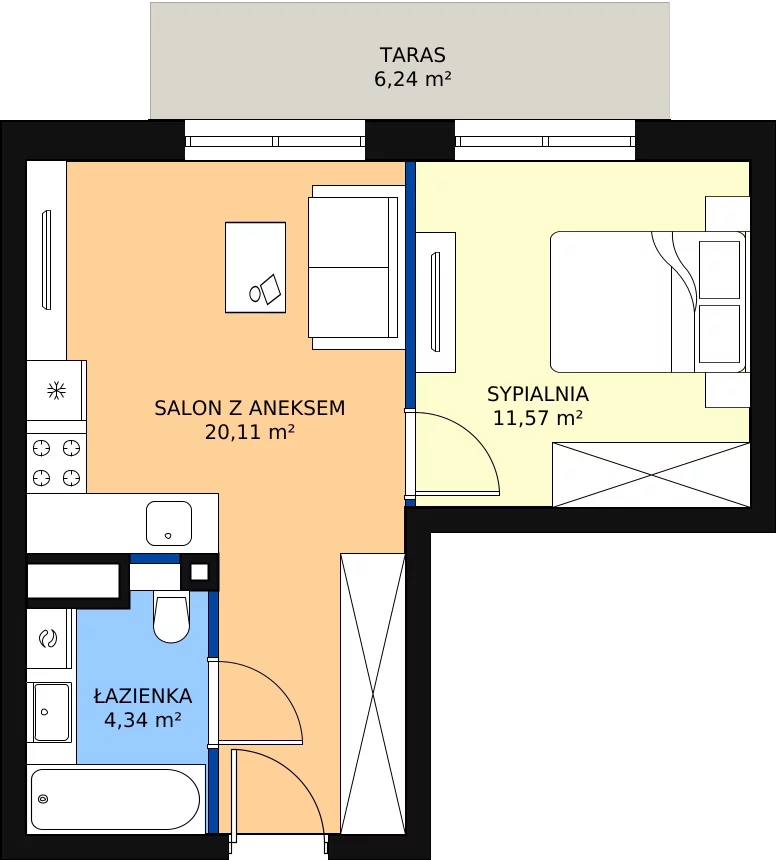 Zalety apartamentu 36.02 m², G50