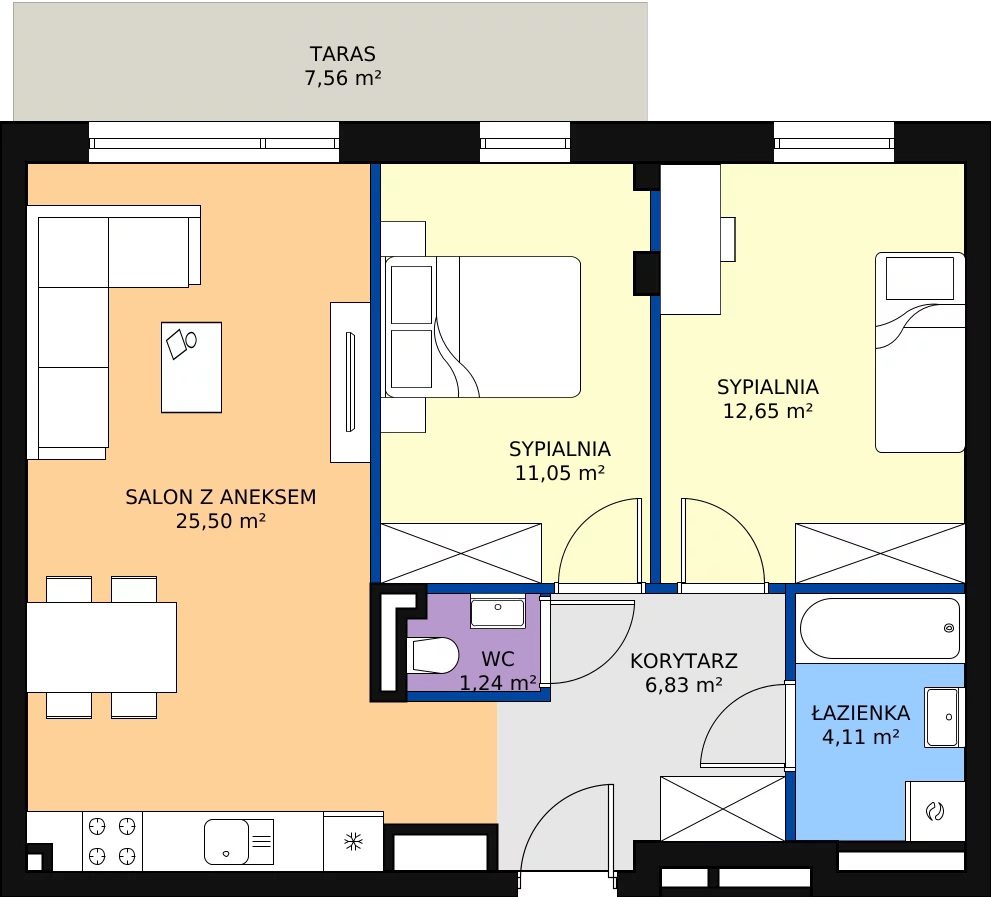 Zalety apartamentu 61.38 m², G23