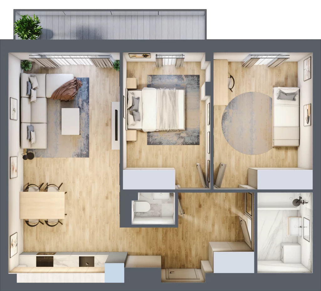 3 pokoje, apartament 61,38 m², piętro 4, oferta nr G23, Piano Park bud. G, Suwałki, Czarnoziem, ul. Witolda "Rotmistrza" Pileckiego