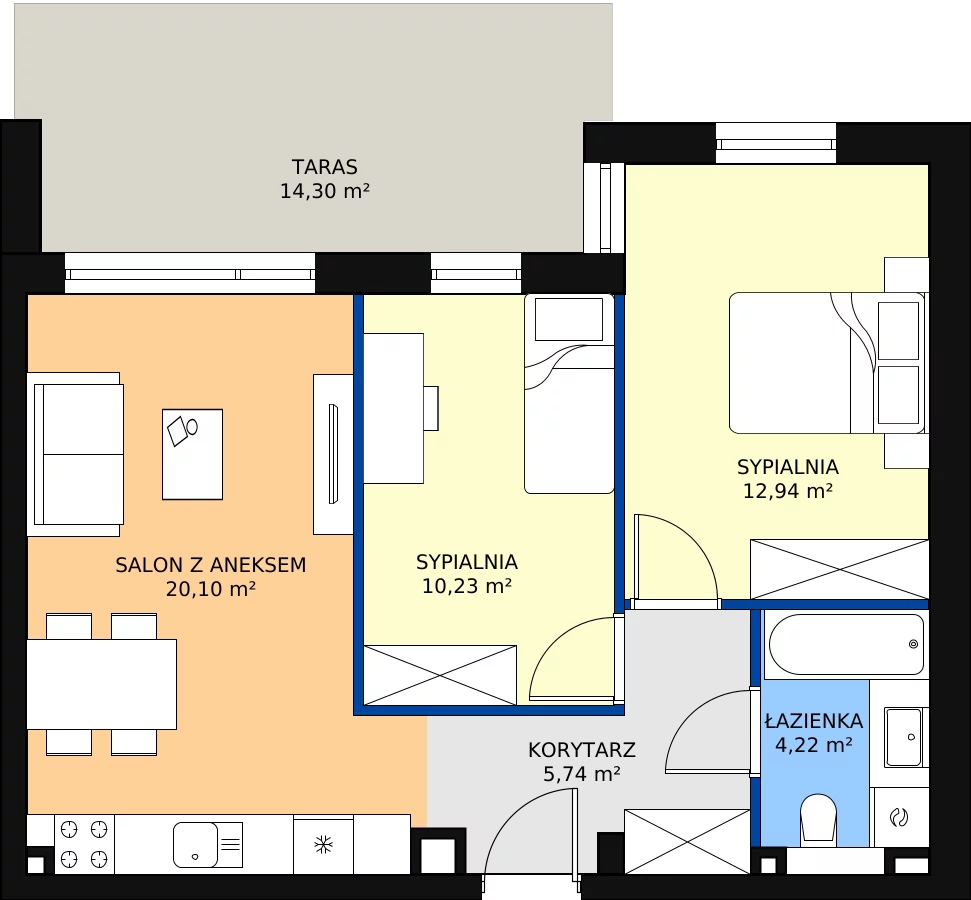 Zalety apartamentu 53.23 m², G9