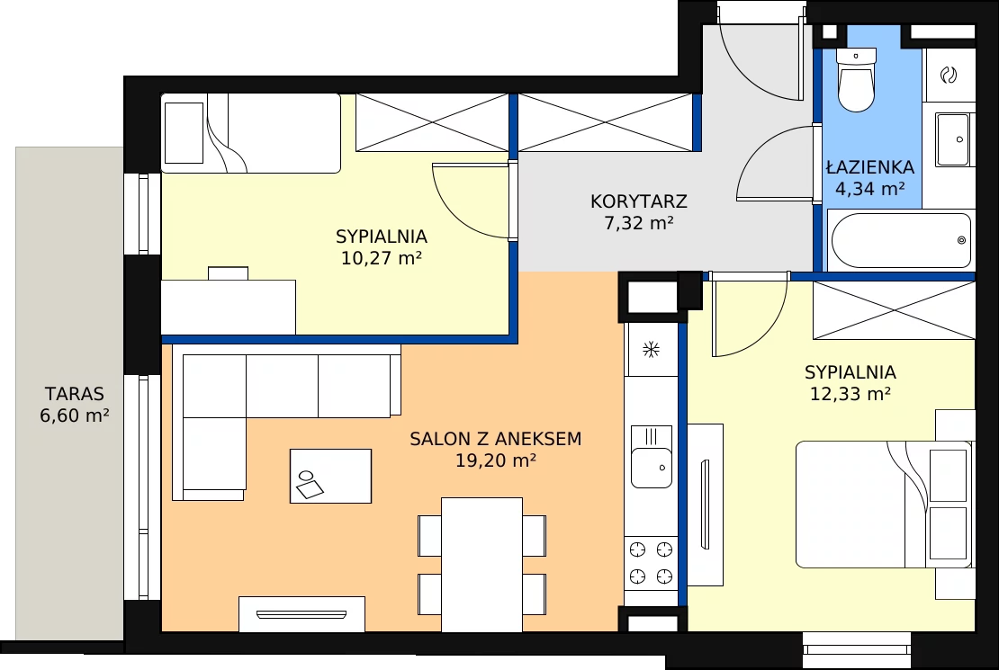 Zalety apartamentu 53.46 m², G57