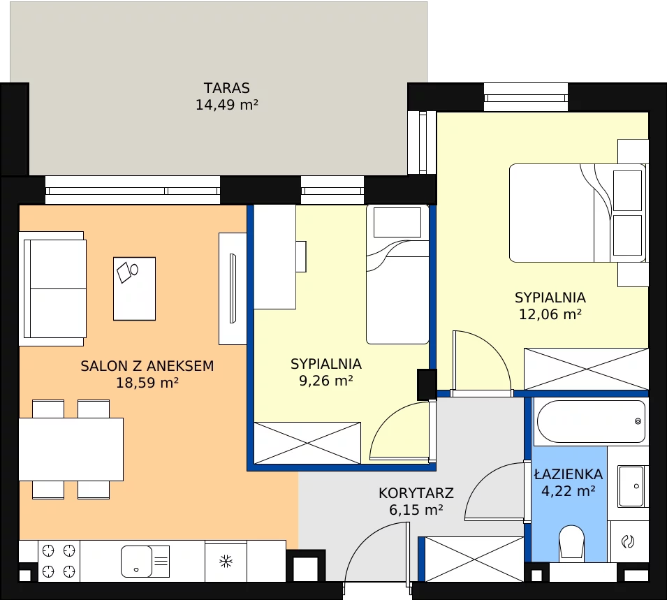Zalety apartamentu 50.28 m², G39