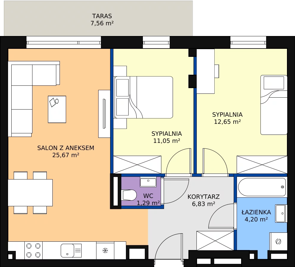 Zalety apartamentu 61.69 m², G13